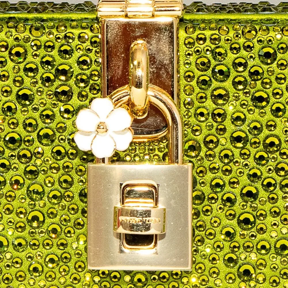 DOLCE & GABBANA Dolce & Gabbana Green Heat-Applied Rhinestones Dolce Box Chain C - Picture 3 of 3
